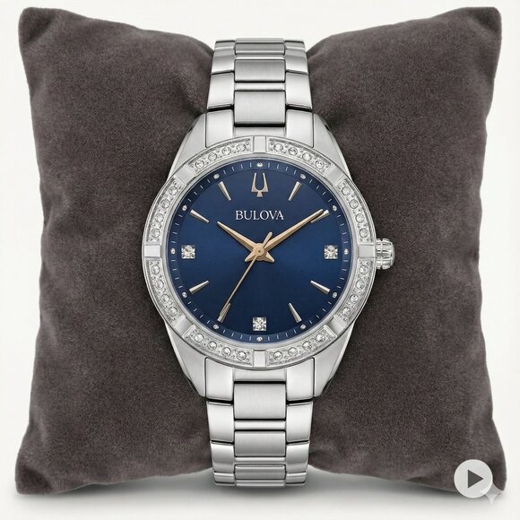 Bulova 96R243 Women’s Stainless Steel Diamond Accent Watch 32mm NWT - Picture 2 of 13